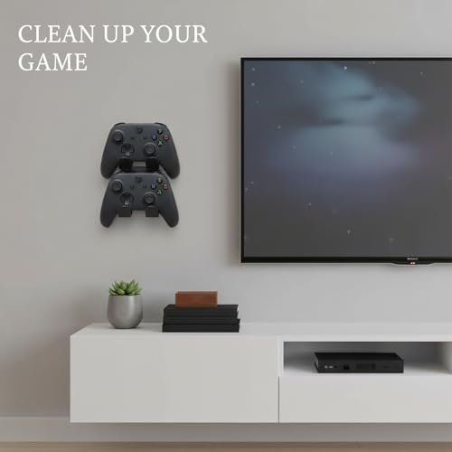 Silicone Wall Mount for Game Controllers, Flexible Non-Slip Holder for Gaming Room Organization, Compact Rack Saves Desk Space - color: Black