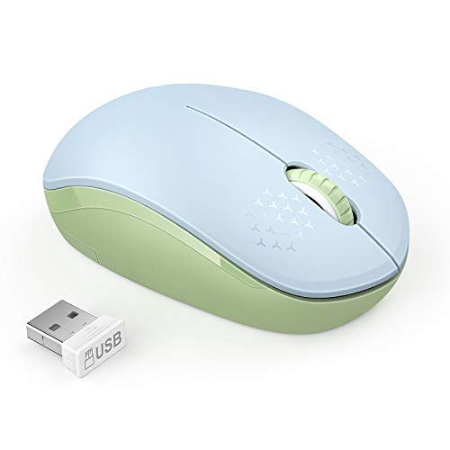 seenda Wireless Mouse for Laptop, 2.4G Noiseless Mouse with USB Receiver - Optical Tracking Portable Computer Mice for Chromebook, PC, Tablet, Windows, 24 Months Battery Life - Light Blue&Olive Green - color: Light Blue and Green