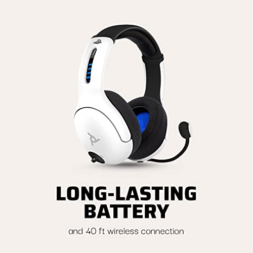PDP LVL50 Wireless Stereo Gaming Headset, Officially Licensed by Sony PlayStation 5, PS5/PS4/PS3/PC, Lightweight Durable 40 Foot Connection, Noise-canceling Flip-to-Mute Mic, White - color: White, style: Wireless