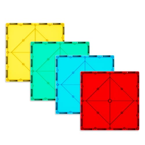 Bmag 4 Piece Magnetic Tiles Large Square, Magnet 3D Building Blocks Expansion Set for Kids, STEM Preschool Learning Kit Educational Playset Construction Toys for Boys Girls Ages 3+ - size: 4Pcs