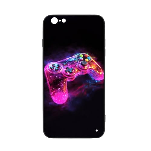 for iPhone 6/6S Case - All-New Game Controller Design, Glass Back + TPU Inner Shell, Military-Grade Dual Protection, Extreme Slimness, Bare-Hand Feel, Cell Phone Cases for Men Women - color: game controller-4, size: iPhone 6/6S