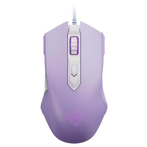 Lomiluskr AJ52 RGB Wired Gaming Mouse, 7 Programmable Buttons, Computer Mice with RGB Lighting, 200-4800 DPI Adjustable, for PC/Laptop (Purple) - color: Purple