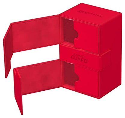 Ultimate Guard Twin Flip'n'Tray 160+, Deck Case for 160 Double-Sleeved TCG Cards + Dice Tray, Red, Independent Magnetic Closure & Microfiber Inner Lining - color: Red, size: 160+