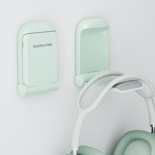 MAMUVIMO Headphone Stand, Headset Stand Foldable ＆ Sticky, Headphone Holder Hook Mount with Non-Slip Silicone, Adhesive Earphone Desk Hanger Clip Space-Saving for Airpods Max, All Earphones- Green - color: Green, size: 1 Pack