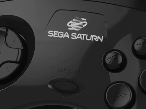 Retro-Bit Official Sega Saturn USB Controller Pad for Sega Genesis Mini, PS3, PC, Mac, Steam, Switch - USB Port (Black) - color: Black