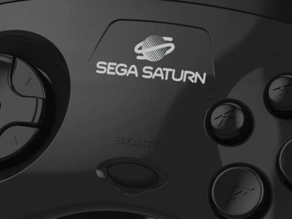 Retro-Bit Official Sega Saturn USB Controller Pad for Sega Genesis Mini, PS3, PC, Mac, Steam, Switch - USB Port (Black) - color: Black