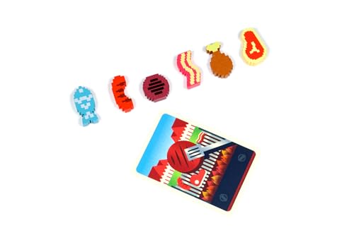 Alley Cat Games Barbecubes, for Ages 6 and Up, 2 to 6 Players | Fast-Paced BBQ Balance Game with Tongs, Stacking Food Pieces, and Elimination Gameplay, Kids, Family, and Game Night Fun