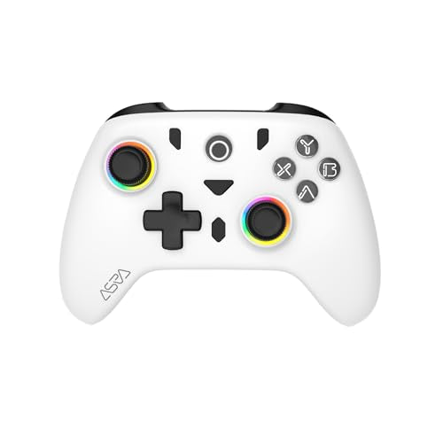 ASRVA White 2.4G Wireless Game Controller, No Bluetooth, Hall Effect Gamepad with Metal Rear Macro Buttons, Wired Plug & Play, Compatible with PC Mac Steam Deck PS3 Switch Android - color: White
