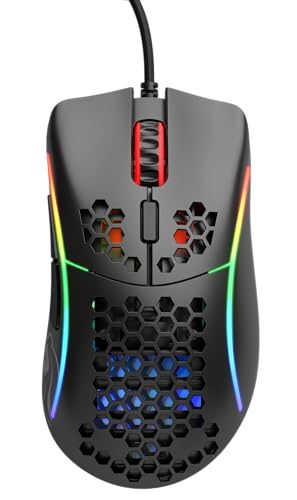 GLORIOUS Model D- (Minus) Wired Gaming Mouse - 61g Superlight Honeycomb Design, RGB, Ergonomic, Pixart 3360 Sensor, Omron Switches, PTFE Feet, 6 Buttons - Matte Black