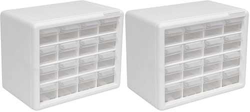 Akro-Mils 16-Drawer Plastic Drawer Storage Cabinet for Garage Organization, Beads, Makeup Organizer, Building Bricks Storage, Teacher Toolbox, 10-1/2-Inch W x 6-1/2-Inch D x 8-1/2-Inch H, 10116 White - color: White, size: 16 Drawer, style: 2 pack