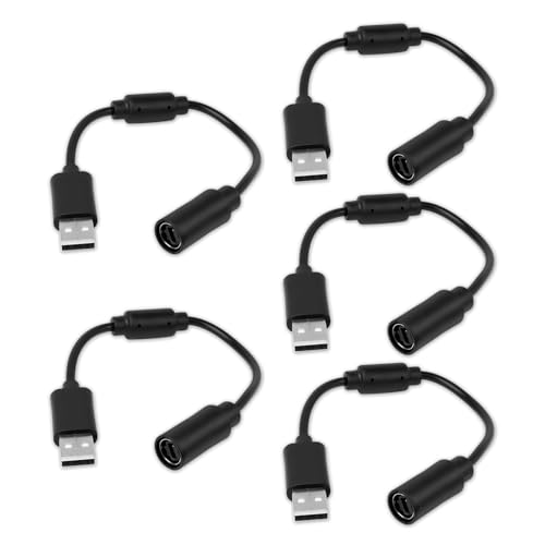 USB Breakaway Cable for Xbox 360, Rocksmith Real Tone Cable, Xbox Controller Cord, Xbox USB Adapter, Guitar Hero Dongle , Compatible with Logitech G920 G923 G27 & Thrustmaster 458 Spider Racing Wheel - size: 5-PACK