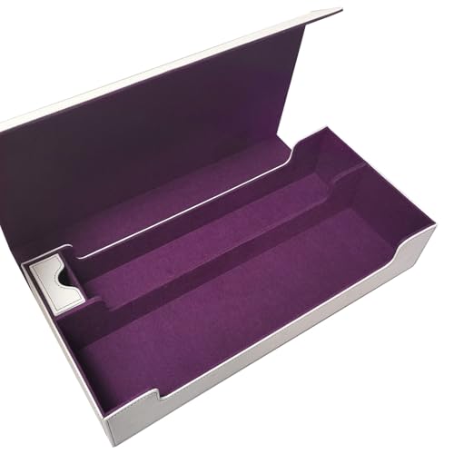 Premium Trading Card Storage Case TCG Deck Box Holds 800+ Sleeved Cards for MTG, YuGiOh, Uno, Sport with Strong Magnet Closure（W&P） - color: A-White/Purple - 800 Cards