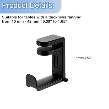 Headphone Stand Holder 360 Degree Adjustable Clamp Desk Hook Clamp 0.39"-1.65" Clamping Range PC Gaming Headset Stand for Headphone Earphone, Black