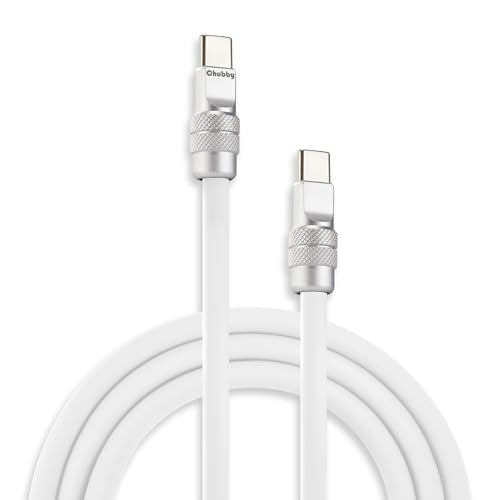 chubbycable Chubby 2.0 USB C 240W Fast Charging Cable Silicone Soft Durable USB C Cable Extra Thick Charger Cord Compatible with iPhone 17-15 Series iPad, White, Type-C to Type-C, 3.3FT - color: White, size: 3.3ft (1m), style: Type C-Type C