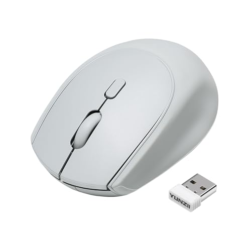 YUNZII C2 Silicone Wireless Mouse 1600 DPI Optical 2.4GHz (Gray) | 2.4GHz Connection, Noiseless Computer Mice, Quiet Clicks, 3-Level DPI, Up to 1600, Optical Tracking, for Laptop/PC/Mac - color: Gray