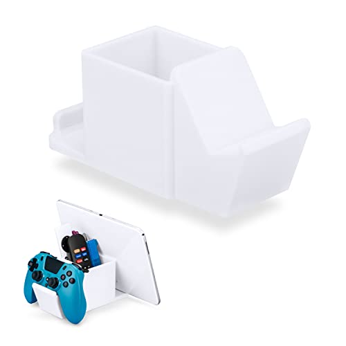 Desk Organizer with Game Controller Holder, Tablet Stand for iPads/iPhones, TV Remote & Pen Storage, Reduce Desktop Clutter, Have All Your Side Table Items in One Space (White) - color: Controller & Tablet White