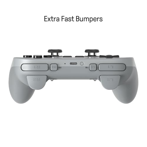 8Bitdo Pro 3 Bluetooth Controller with Charging Dock - Gray | Swappable ABXY Buttons, TMR Joysticks, Hall Effect Triggers, Back Buttons, Switch/Switch 2, Windows, Apple, SteamOS, Android - color: Gray