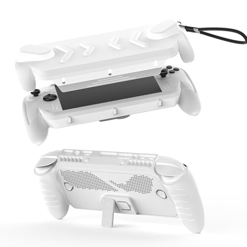 JYGamhanbil Protective Case Set for ASUS ROG Xbox Ally X Gaming Handheld Console(2025),ROG Xbox Ally Portable Case Cover with Detachable Front Shell,Kickstand Back Case and Strap,White - color: White