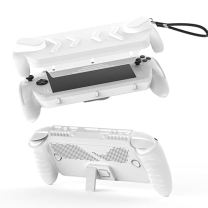 JYGamhanbil Protective Case Set for ASUS ROG Xbox Ally X Gaming Handheld Console(2025),ROG Xbox Ally Portable Case Cover with Detachable Front Shell,Kickstand Back Case and Strap,White - color: White