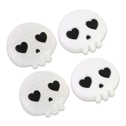 Switch Joycon Thumb Grips Caps, 4 PCS Cute Kawaii 3D Silicone Analog Thumbstick Button Cover Compatible with Nintendo Switch Lite/OLED Joystick Caps (White+Clear Skull) - color: White+Clear Skull