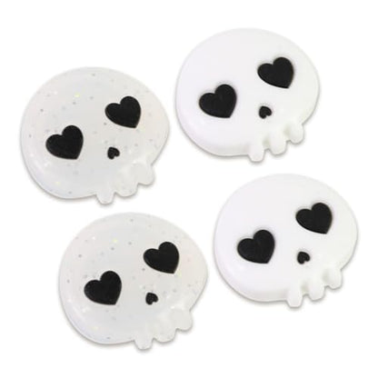 Switch Joycon Thumb Grips Caps, 4 PCS Cute Kawaii 3D Silicone Analog Thumbstick Button Cover Compatible with Nintendo Switch Lite/OLED Joystick Caps (White+Clear Skull) - color: White+Clear Skull