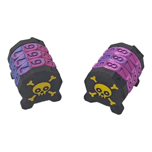 2 Pack Life Counter - HP Tracker with Tracking Card Slo MTG Skull Pattern Tabletop RPG Dungeons and Dragons(2pcs Black Gloden) - color: Black