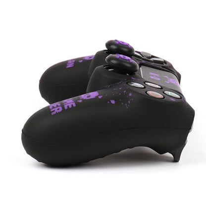 RALAN Pixelated Skull Design Controller Skin Cover with 2 Thumb Grips Compatible with PS4/Playstation 4 Slim/Pro Controller - color: Pixelated Skull Black Purple