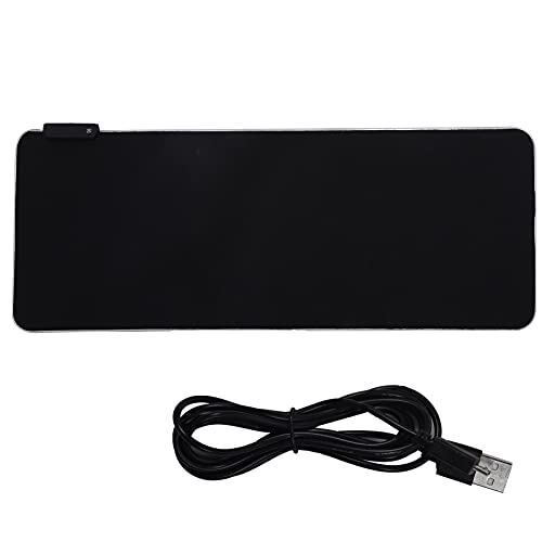 RGB LED Mouse Pad, USB Interface Gaming Mouse Mat, Thicken Rubber Non - Slip with 7 - Color Breathing Light and Monochromatic Mode, Large Size 31.5x11.8in for Computer Lapt