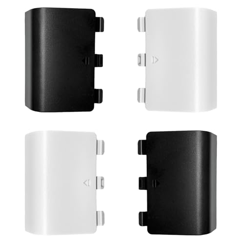 Alovexiong 4 Pack Series S/X Replacement Battery Back Cover for Xbox Series S/X Controller,Series S/X Battery Cover Door,Battery Back Shell Covers for Xbox Series S/X Controller (Black/White) - color: Black&White