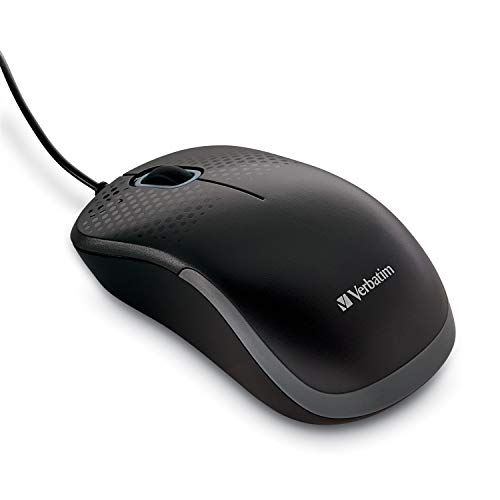 Verbatim USB Silent Corded Optical Mouse - Computer Wired Noiseless and Silent Click Mouse for Mac and PC - Black - color: Black