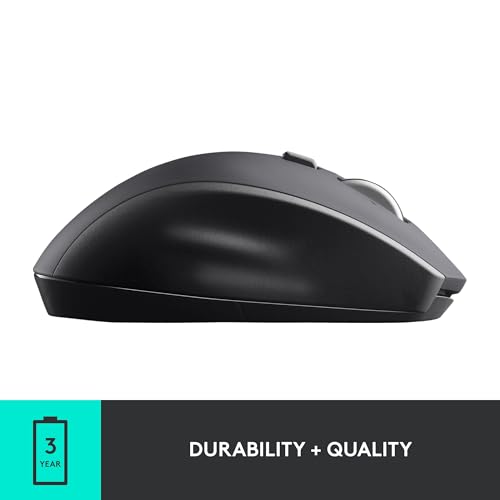 Logitech M705 Marathon Full Size 2.4 GHz Wireless Mouse - Black | Hyper-fast wheel, USB-A Nano Receiver, 5 customizable buttons, Windows Mac Linux compatible, certified for Chrome - style: M705