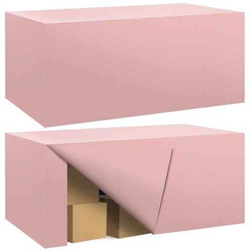 Ascoza 2 Pack Fitted Tablecloth for 8 Foot Rectangle Tables 96 x 30 Inch Dusty Pink Table Covers Water Resistant Polyester Table Cloth for Wedding, Parties,Display, Trade Show (Dusty Pink) - color: Dusty Pink, size: 8FT