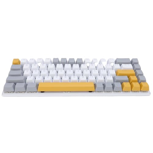 Zopsc 60 Percent Mechanical Gaming Keyboard, 68 Keys Compact RGB Backlit Blue Switches, Wired Keyboard for PC Laptop Typing - color: Yellow Gray White