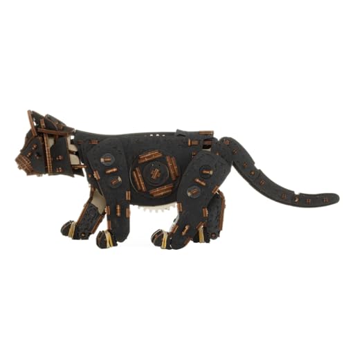 3D Wooden Puzzle for Adults, Mechanical Cat Wooden Model Kits to Build, 236PCS DIY Assembly Pet Jigsaw Puzzle Animal Brain Teaser, Building Toy Gift, KIT Version - color: Black