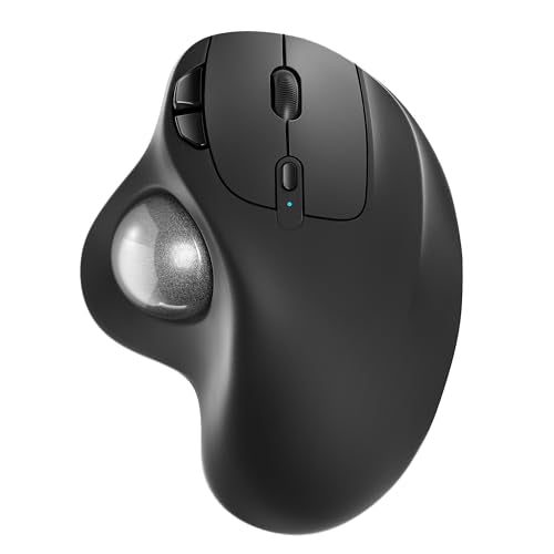 Nulea M501 Wireless Trackball Mouse Ergonomic Thumb Control, 4 DPI Levels | Rechargeable rollerball mouse with Bluetooth USB receiver,3 device use,smooth tracking,compatible with PC Mac Windows-Silver - color: G-Silver
