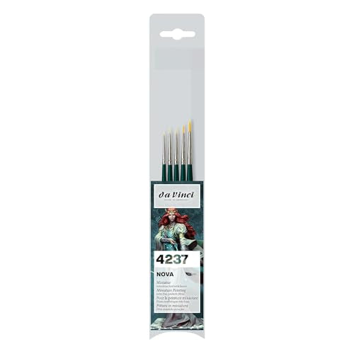 da Vinci Watercolor Series 4237-5 Brush Miniature Set - Nova Synthetics Multi-Media Mini Rounds - Contains Series 1570 Sizes 10/0, 5/0, 3/0, 0, & 2 - Made in Germany - style: Nova Mini Round Set 1