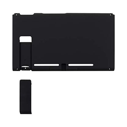 eXtremeRate Soft Touch Grip Black Console Back Plate DIY Replacement Housing Shell Case for Nintendo Switch Console with Kickstand – JoyCon Shell NOT Included - color: Black