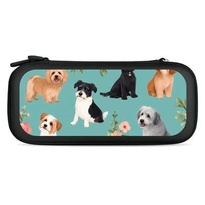 Game Console Storage Bag Compatible with Switch, Dogs Flowers Hard Shell Shockproof Travel Carrying Pouch with 15 Game Cartridges - color: Color(93)