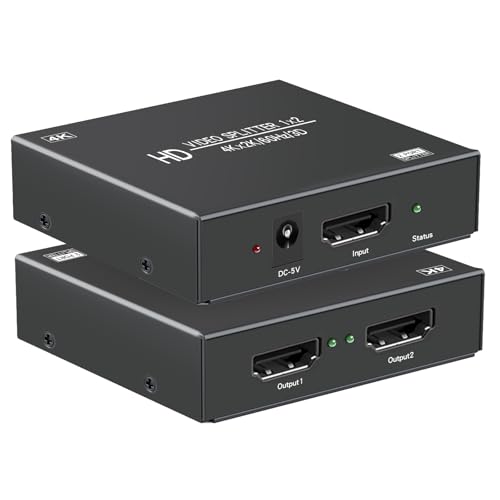 4K@60Hz 1x2 HDMI Splitter 4:4:4,18 Gbps,2 Port Powered HDMI 2.0 Splitter 1 in 2 Out Support Dual Monitors,Only Duplication/Mirror Screens (Not Extend) for HDTV/PS5 - size: 4K@60Hz 1x2 splitter