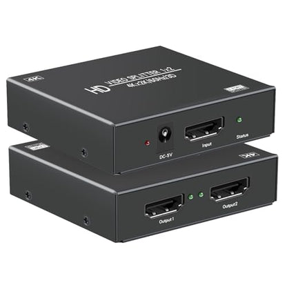4K@60Hz 1x2 HDMI Splitter 4:4:4,18 Gbps,2 Port Powered HDMI 2.0 Splitter 1 in 2 Out Support Dual Monitors,Only Duplication/Mirror Screens (Not Extend) for HDTV/PS5 - size: 4K@60Hz 1x2 splitter