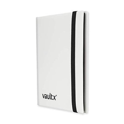 Vault X 4 Pocket Strap Trading Card Binder 160 Cards Side Loading (White) | Holds 160 standard-size TCG cards in 20 side-loading 4-pocket pages. Padded, water-resistant cover. - color: White