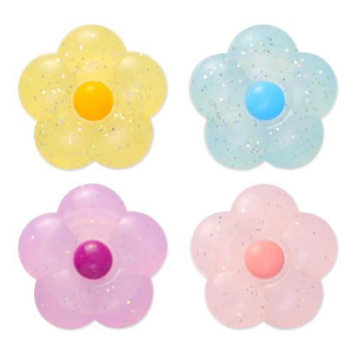 PERFECTSIGHT Cute Glitter Flowers Thumb Grip Caps for Switch 2, PS5, PS4, Xbox Series X/S, Xbox One, Switch PRO Controller, 4PCS Kawaii Soft 3D Analog Thumbsticks Grips Joystick Cover - color: Glitter Flowers