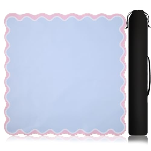 American Mahjong Mat with Non Slip Backing Smooth Surface 31.5"x31.5" Mahjong Mats for Table, Poker, Board Games, Dominoes and More (Blank Pink) - color: Blank Pink