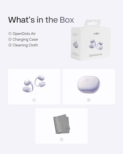 SHOKZ OpenDots Air Open-Ear Clip-On Bluetooth Earbuds, Purple,Touch Control | Deep bass, secure fit, 36h playback, Bluetooth 6.1, AI noise reduction, IP55 - color: Daybreak Purple