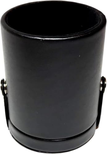 Black Leatherette Deluxe Dice Cup With Storage Compartment for Included Poker Dice Set
