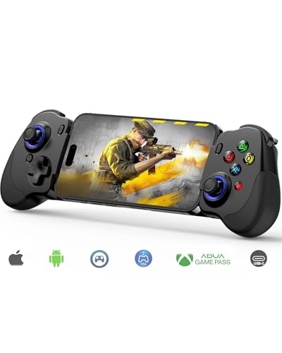 Crotrain Type-C Mobile Gaming Controller for Android & iPhone 17/16/iPhone 15 Series (USB C) Plug and Play Gamepad with Hall Effect Joysticks/Hall Trigger, for Xbox Cloud Gaming/PS Remote Play/PUBG/CODM - color: Black