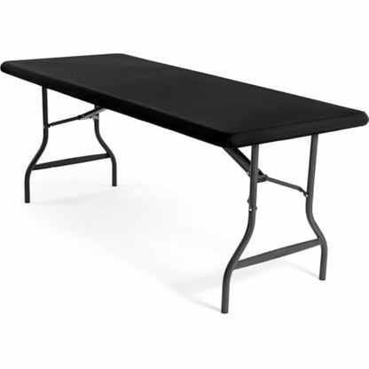 Iceberg iGear Stretch Fabric Table Top Cap Cover, fits 6' Tables, Polyester/Spandex, Black, 30" W x 72" L | Measures 72"x 30"x3", durable stretch polyester fabric snugly fits to 6' table top, ideal for trade shows, banquets & parties - size: 72" x 30" (Re