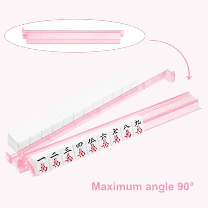 Mahjong Racks with Pushers 4PCS Set Majiang Tile Holder Acrylic Mahjong Racks Accessories and Gifts (Glitter Pink) - color: Bling Pink
