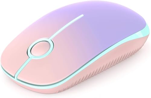 Unipows Wireless Mouse-2.4G Slim Portable Computer Mouse with Nano Receiver | Less Noise Mobile Optical Mice for Notebook, PC, Laptop, Desktop, Gradient Pink to Purple - color: Gradient Pink to Purple