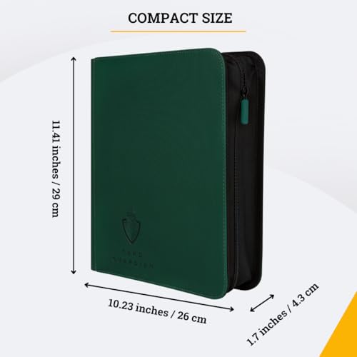 Card Guardian - Toploader 4 Pocket Premium Binder with Zipper for 160 Cards - Side Loaded Pockets - Compatible with Sports and Trading Cards TCG (Green) | Fits 160 Cards, Side Loaded Pockets, Compatible with Sports and Trading Cards - color: Green